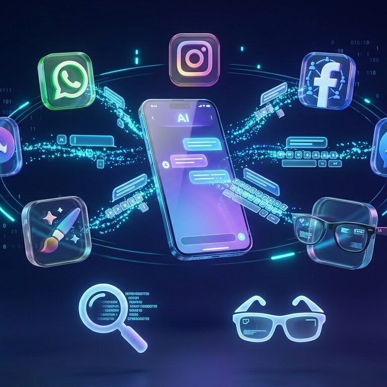 Meta AI chat interface on WhatsApp and Instagram without voice command
