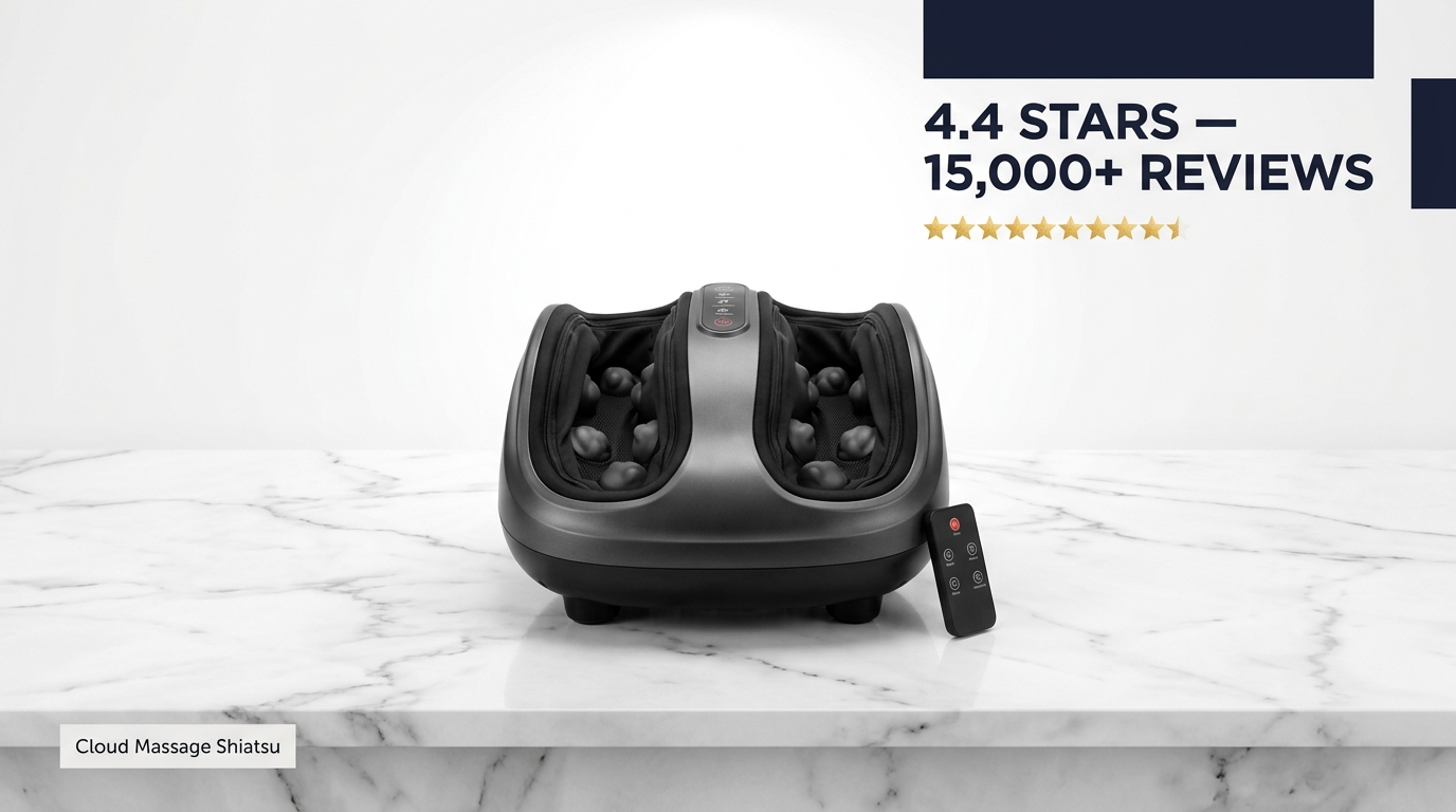 Cloud Massage Shiatsu Foot Massager with remote 
control - 4.4 stars and 15000 reviews on Amazon